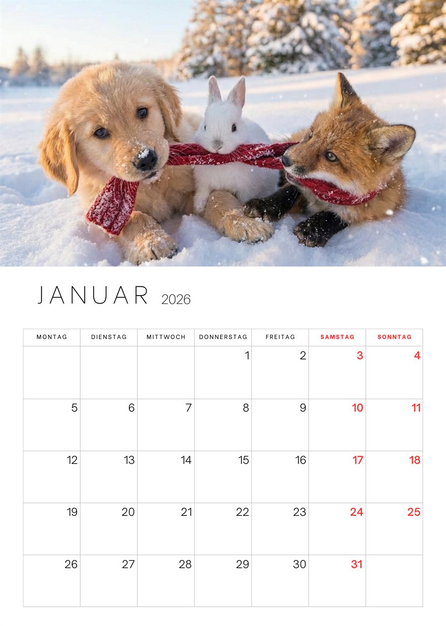 Kalenderblatt Januar 2026